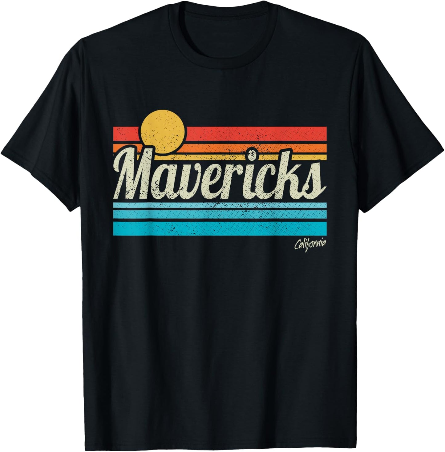 Mavericks California Retro Sunset Surf Trip I Love Surfing T-Shirt - T-Shirt | Black