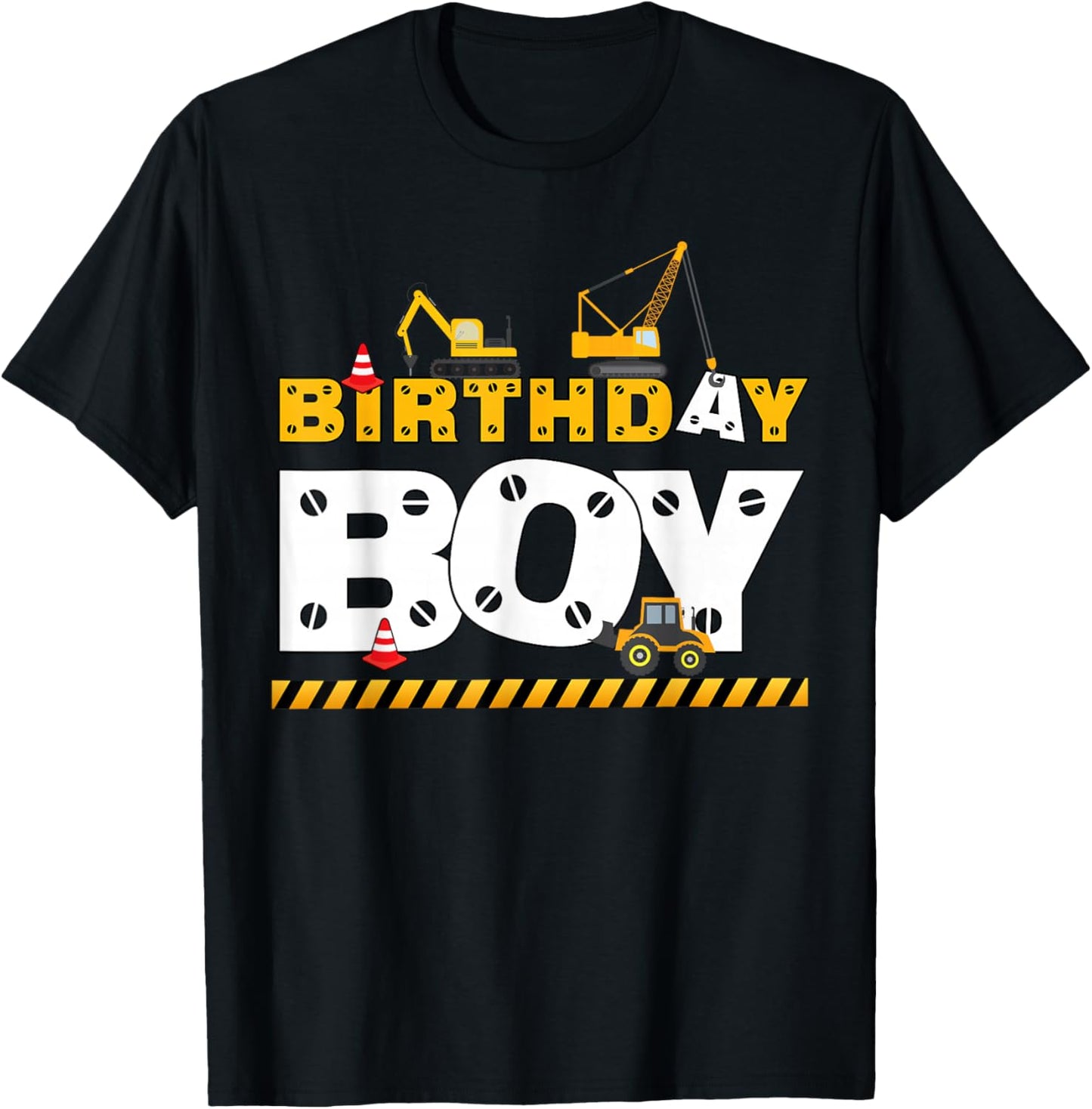 Birthday Boy Construction Family Birthday Party T-Shirt - T-Shirt | Black