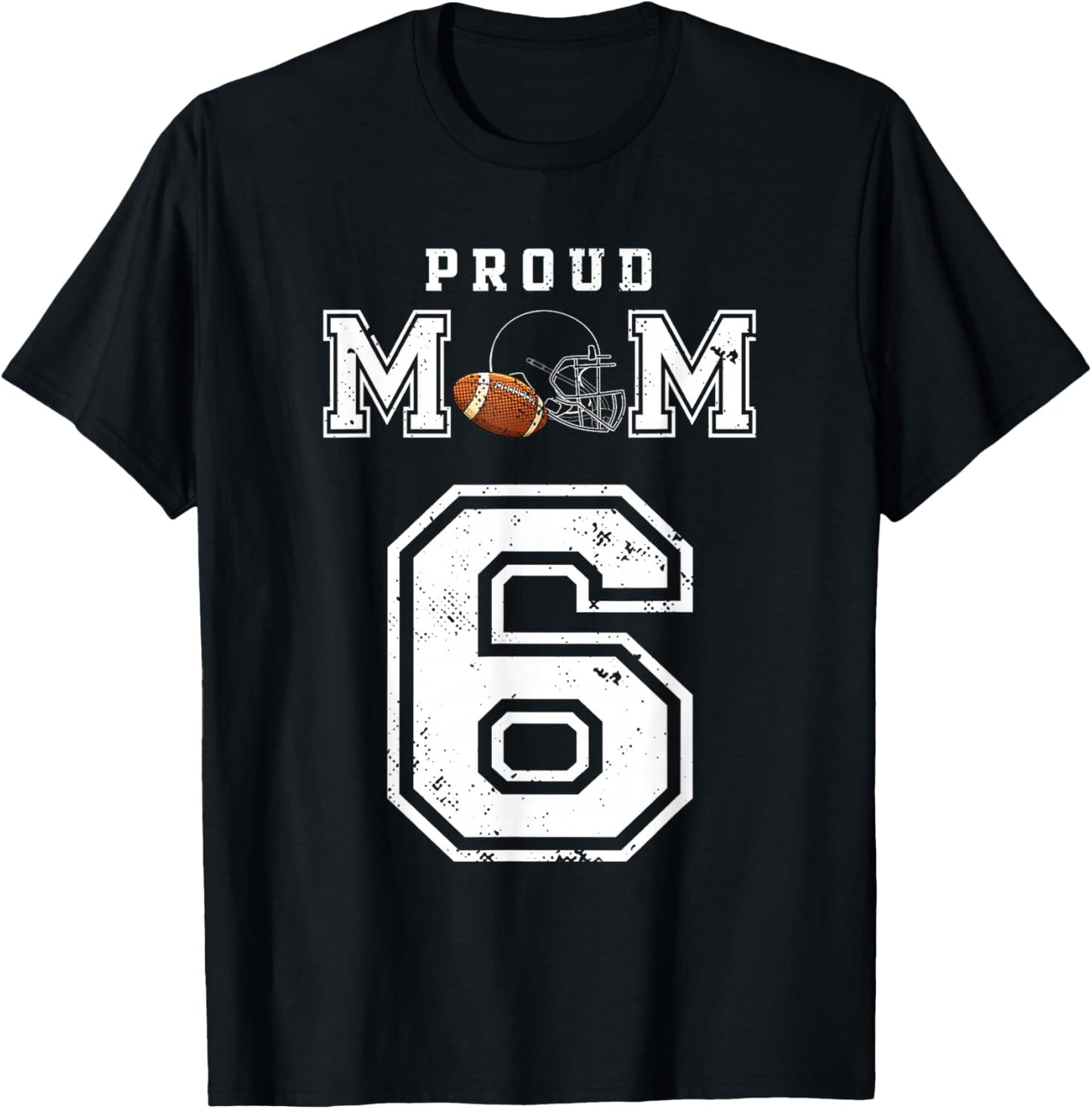 Custom Proud Football Mom Number 6 Personalized T-Shirt - T-Shirt | Black