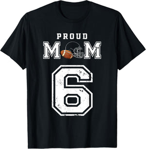 Custom Proud Football Mom Number 6 Personalized T-Shirt - T-Shirt | Black