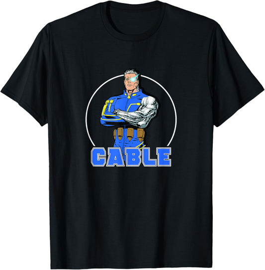 Marvel X-Men Cable Cool Solo Circle Portrait Retro T-Shirt - T-Shirt | Black