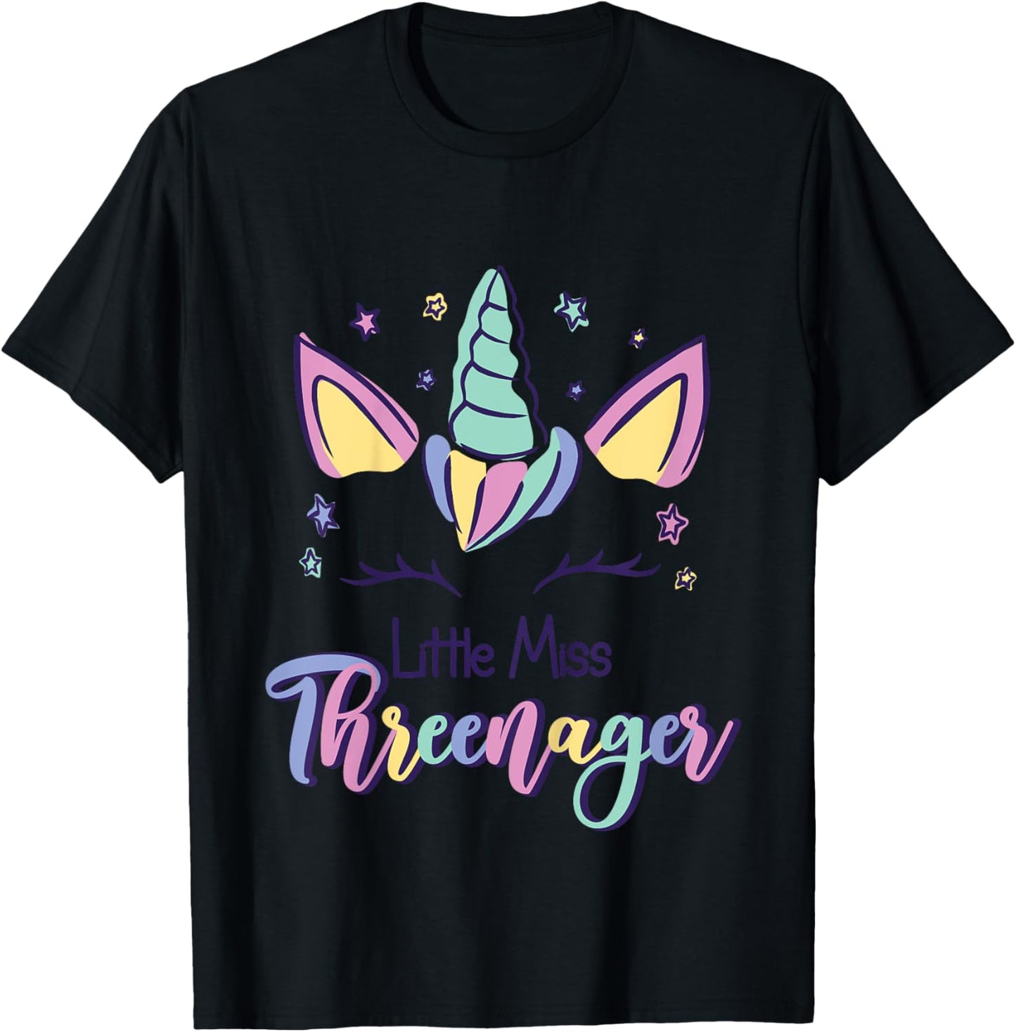 Little Miss Threenager Birthday 3 Years T-Shirt - T-Shirt | Black