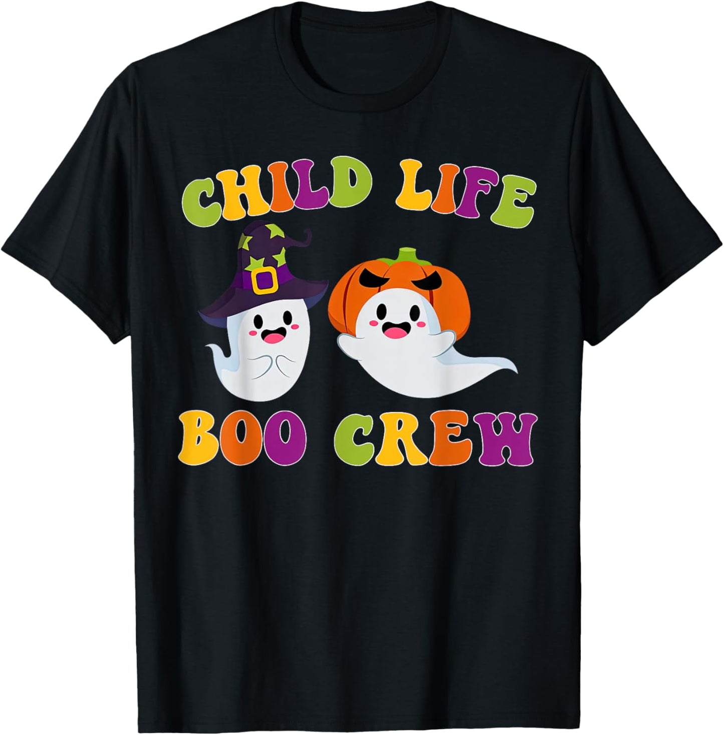 Child Life Boo Crew Ghost Halloween Child Life Specialist T-Shirt - T-Shirt | Black