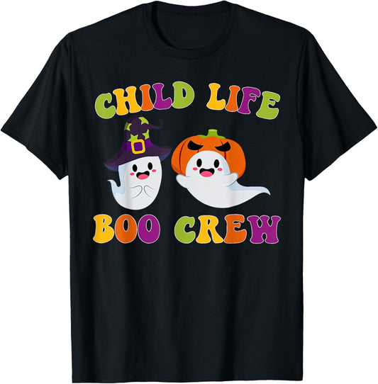 Child Life Boo Crew Ghost Halloween Child Life Specialist T-Shirt - T-Shirt | Black