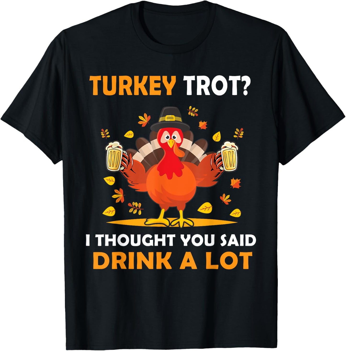 Turkey Trot Squad Running Drinking Matching Thanksgiving T-Shirt - T-Shirt | Black
