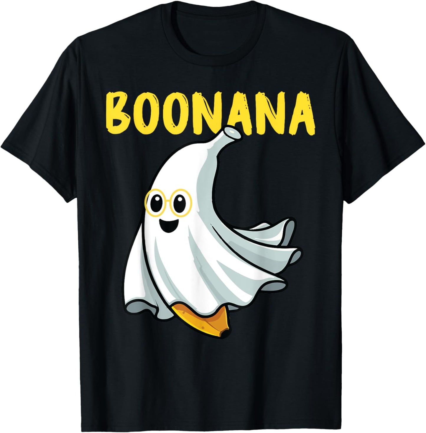 Cute Boonana Ghost Funny Banana Halloween Men Women Kids T-Shirt - T-Shirt | Black