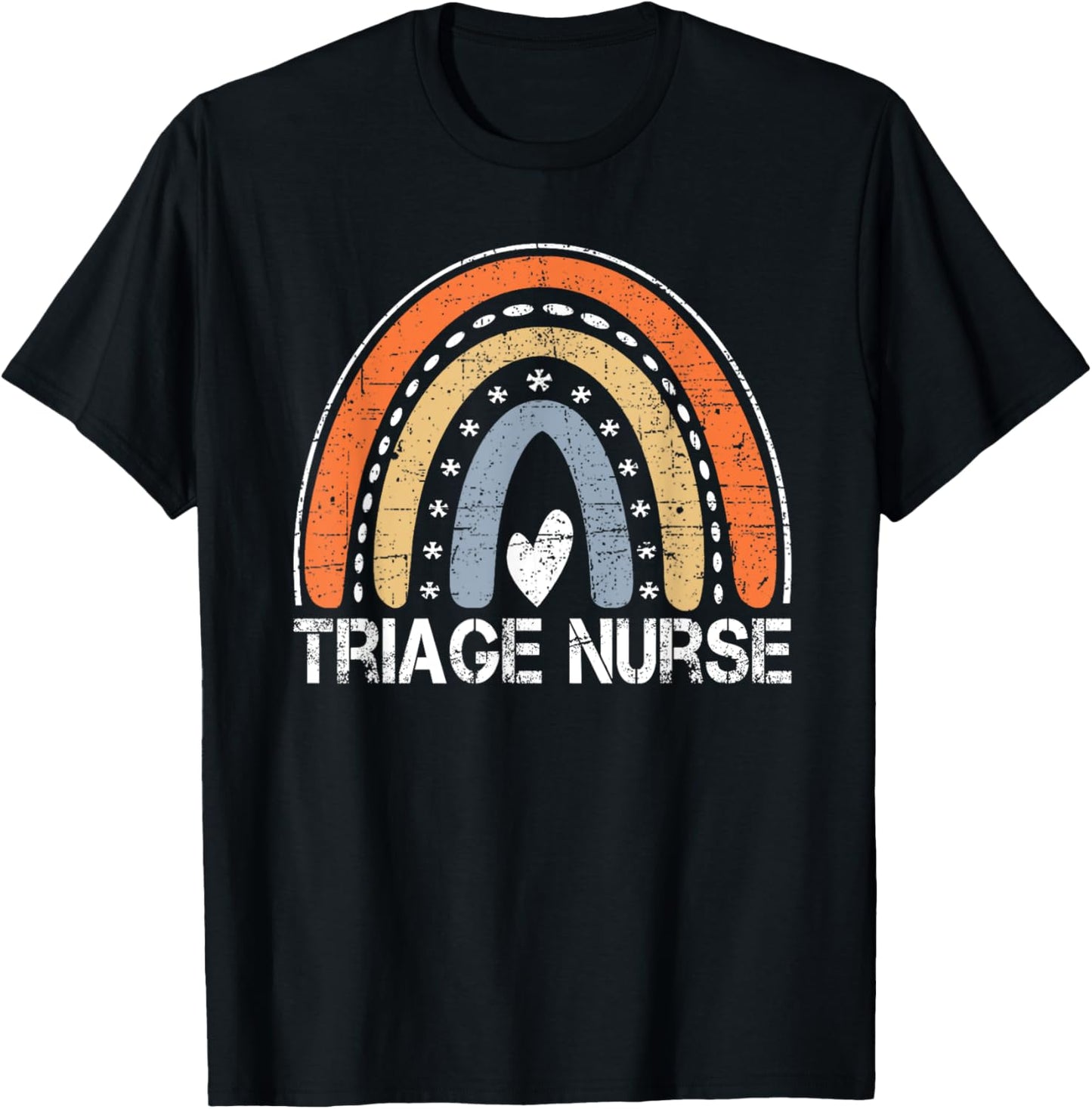 Funny Job Title Worker Vintage Rainbow Triage Nurse T-Shirt - T-Shirt | Black