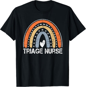 Funny Job Title Worker Vintage Rainbow Triage Nurse T-Shirt - T-Shirt | Black