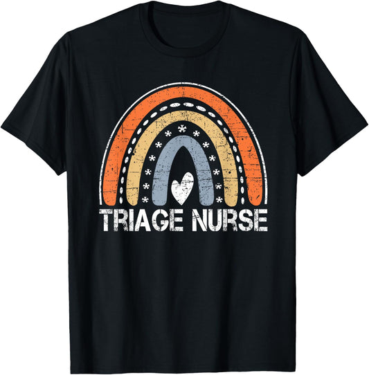 Funny Job Title Worker Vintage Rainbow Triage Nurse T-Shirt - T-Shirt | Black