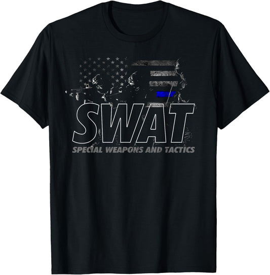 SWAT Special Weapons and Tactics Team Shirt, Police Officer T-Shirt - T-Shirt | Black