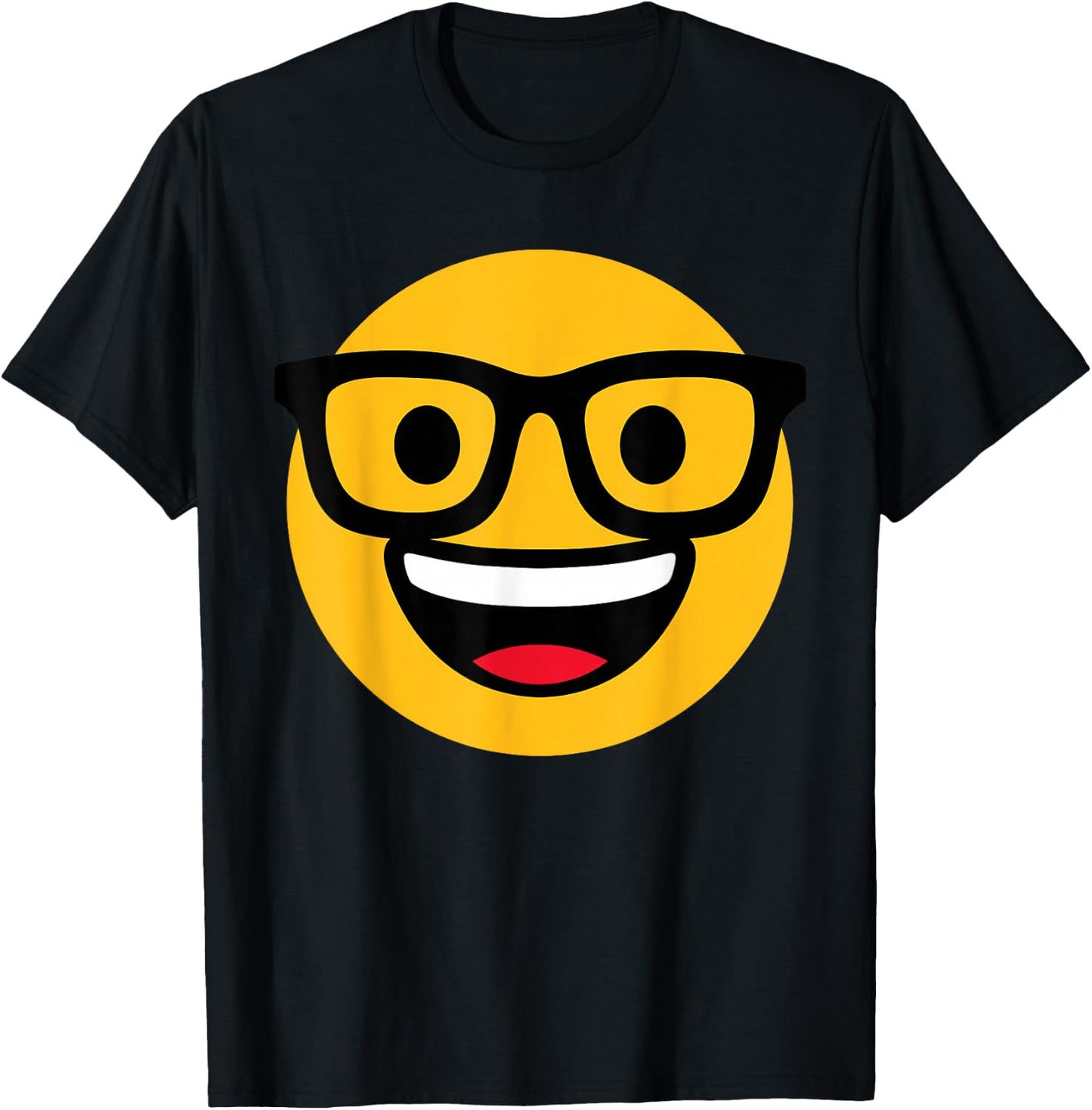 Funny Emoticon Nerd Buckteeth Nerdy Face with Glasses T-Shirt - T-Shirt | Black