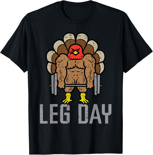 Thanksgiving Turkey Leg Day Weightlifting Gym Men Women Kids T-Shirt - T-Shirt | Black