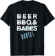 Beer, BBQ, Babes, Babies Funny Father Pregnancy Announcement T-Shirt - T-Shirt | Black
