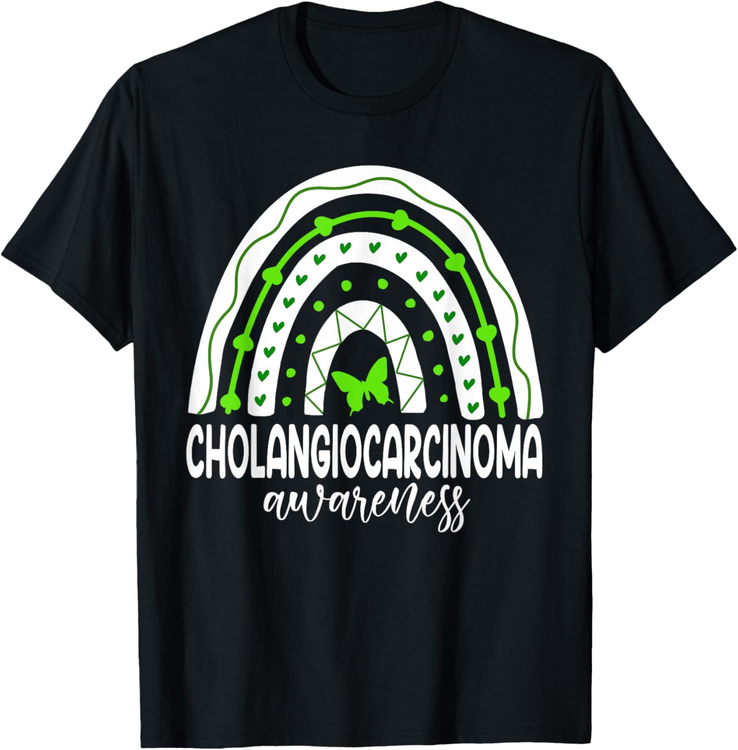 We wear Green Rainbow For Cholangiocarcinoma Awareness T-Shirt - T-Shirt | Black
