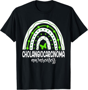 We wear Green Rainbow For Cholangiocarcinoma Awareness T-Shirt - T-Shirt | Black
