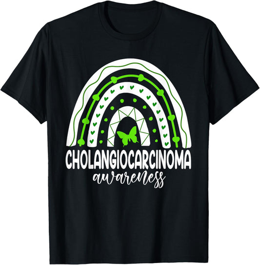 We wear Green Rainbow For Cholangiocarcinoma Awareness T-Shirt - T-Shirt | Black