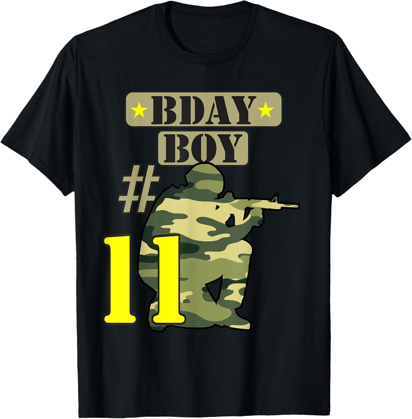 11Th Birthday Boy Camo -Eleven years old -Camouflage T-Shirt - T-Shirt | Black
