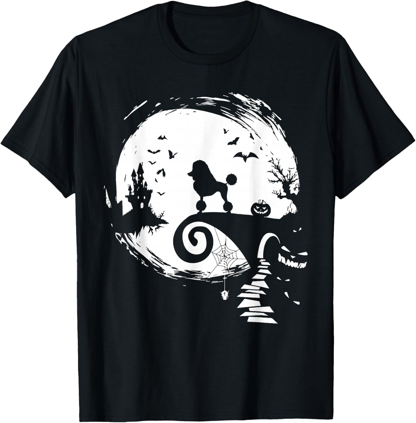 Poodle Dog And Moon Halloween Costume Dog Lover Funny T-Shirt - T-Shirt | Black