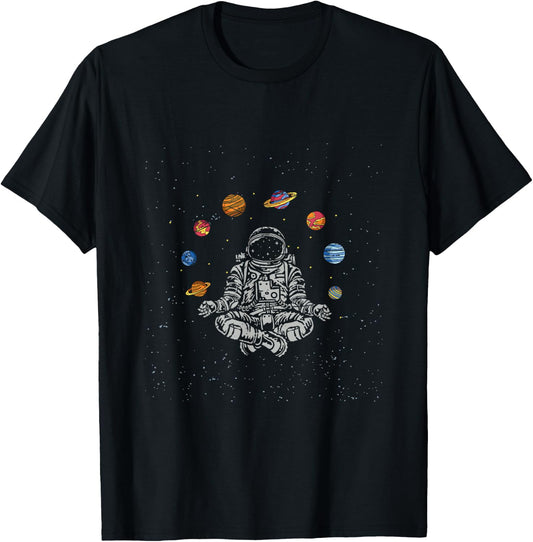 Planets Space Travel Astronomy Astronaut T-Shirt - T-Shirt | Black