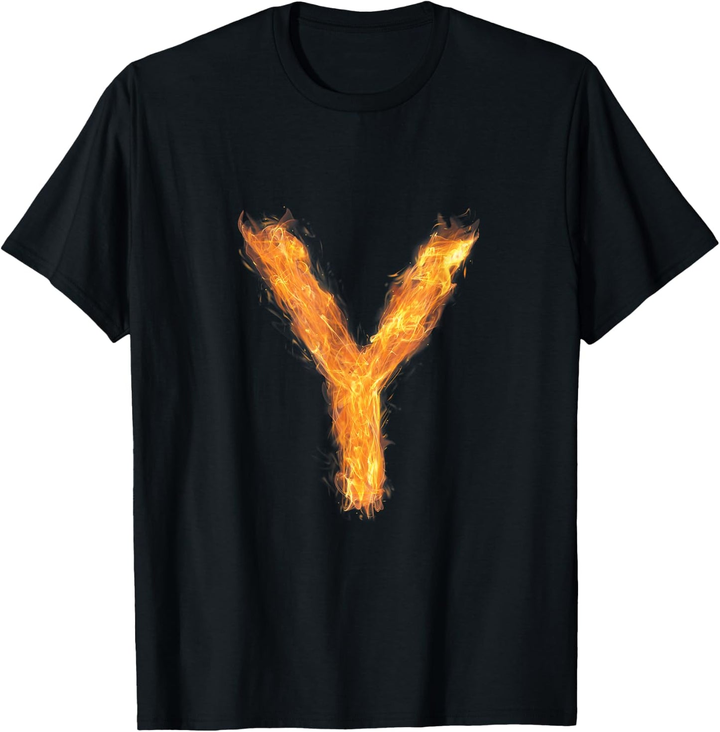 Letter Y Alphabet First Name Consonant Fire Flame Gift T-Shirt - T-Shirt | Black