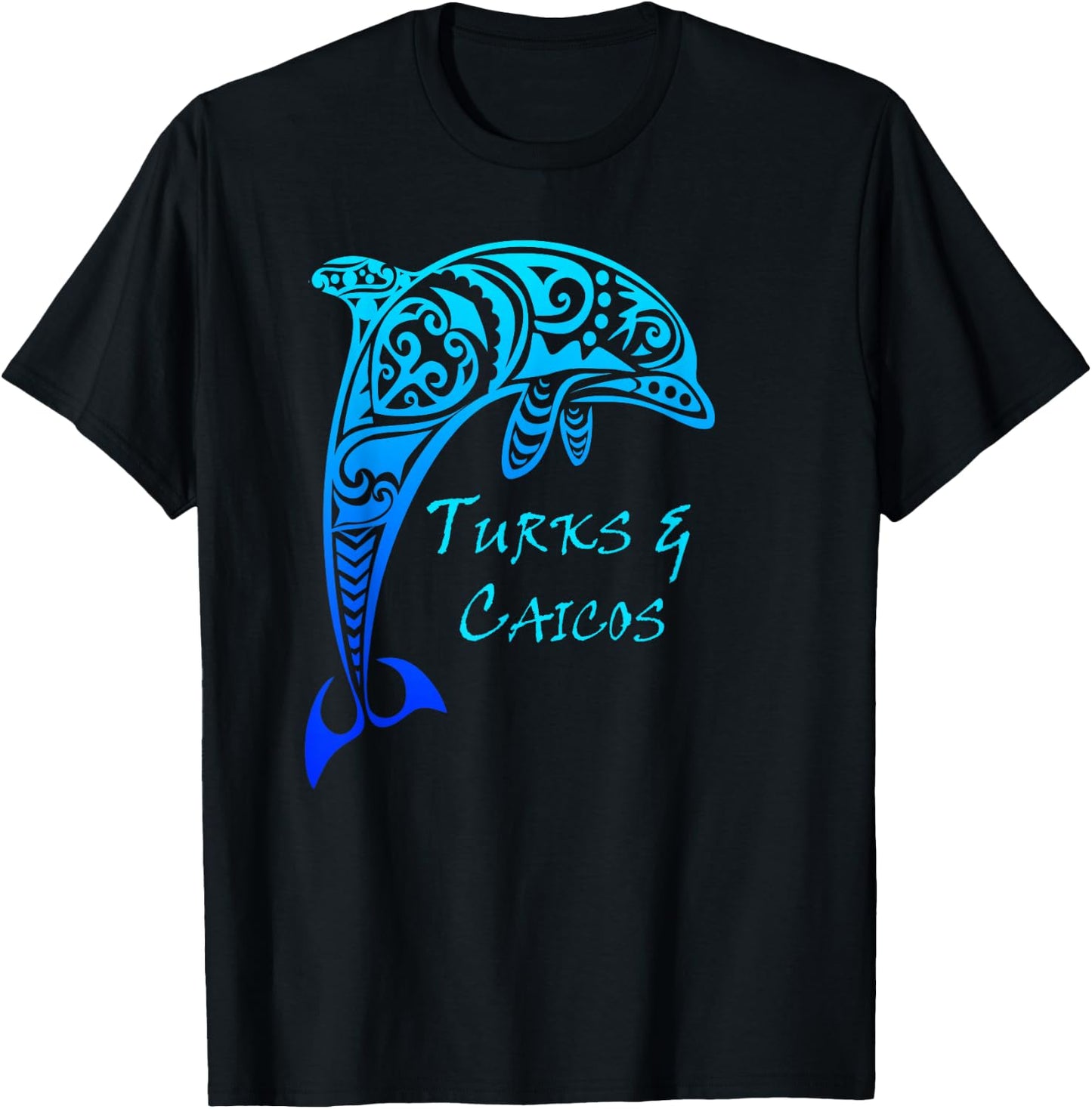 Turks & Caicos Vintage Tribal Dolphin Vacation T-Shirt - T-Shirt | Black