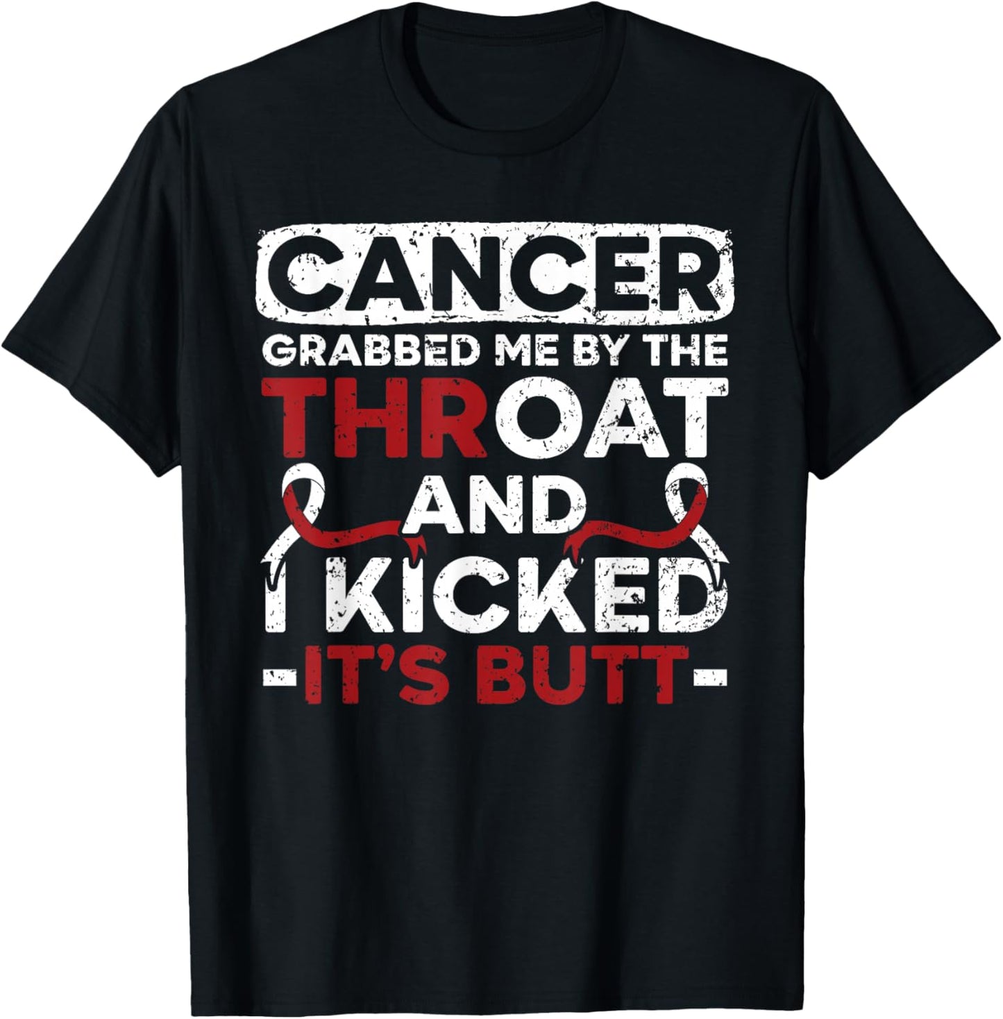 Cancer Grabbed My By The Throat Head And Neck Cancer T-Shirt - T-Shirt | Black