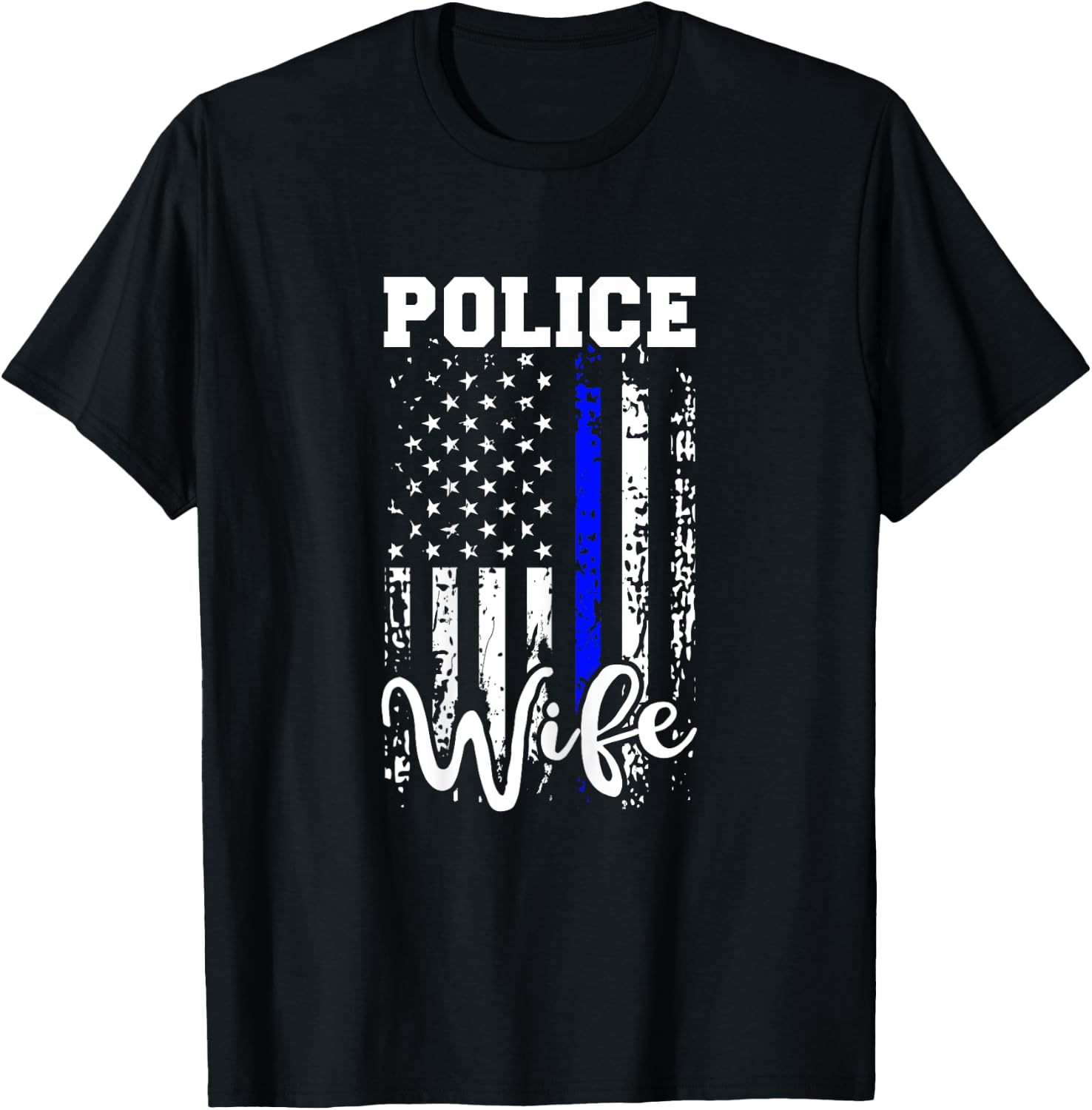 Police Wife Shirt Police Officer Wife Gift American Flag T-Shirt - T-Shirt | Black