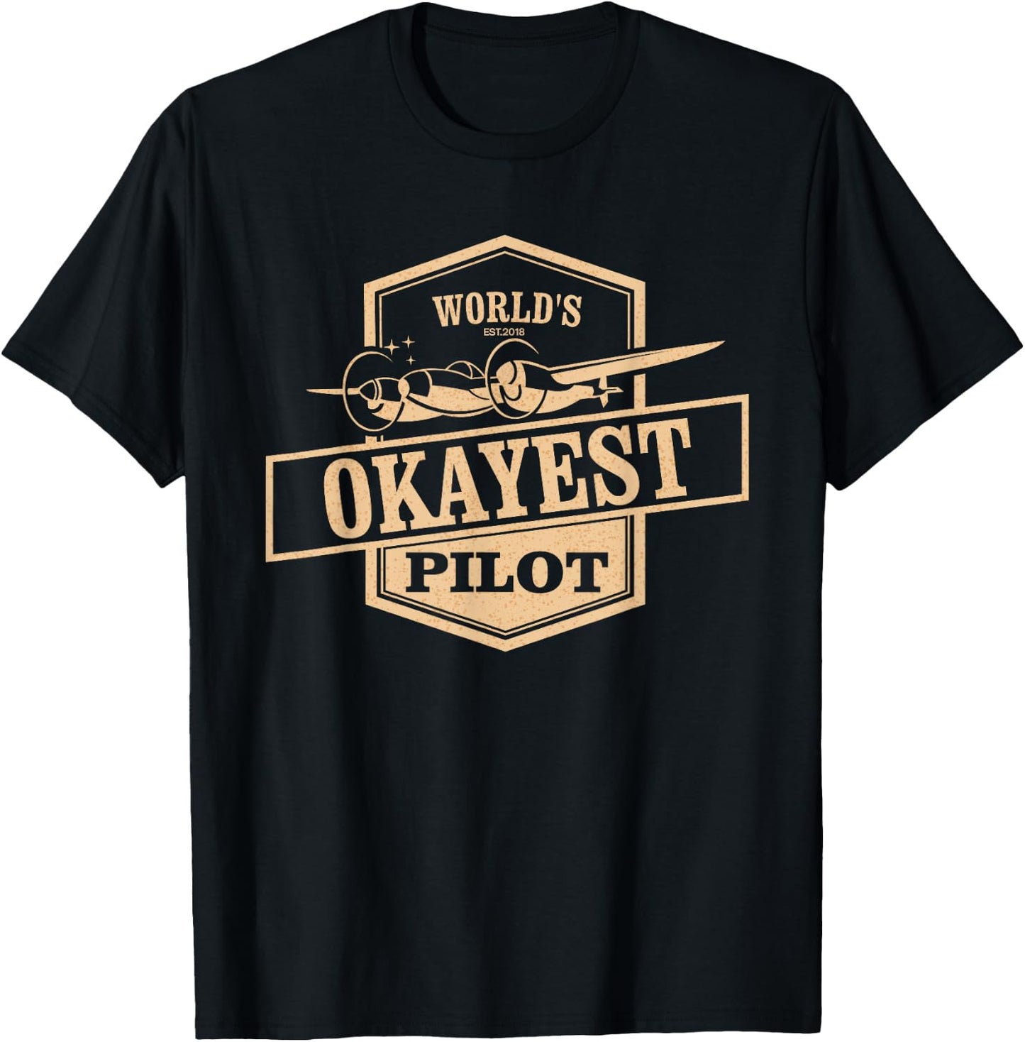 World's Okayest Pilot Funny Flying T-Shirt - T-Shirt | Black