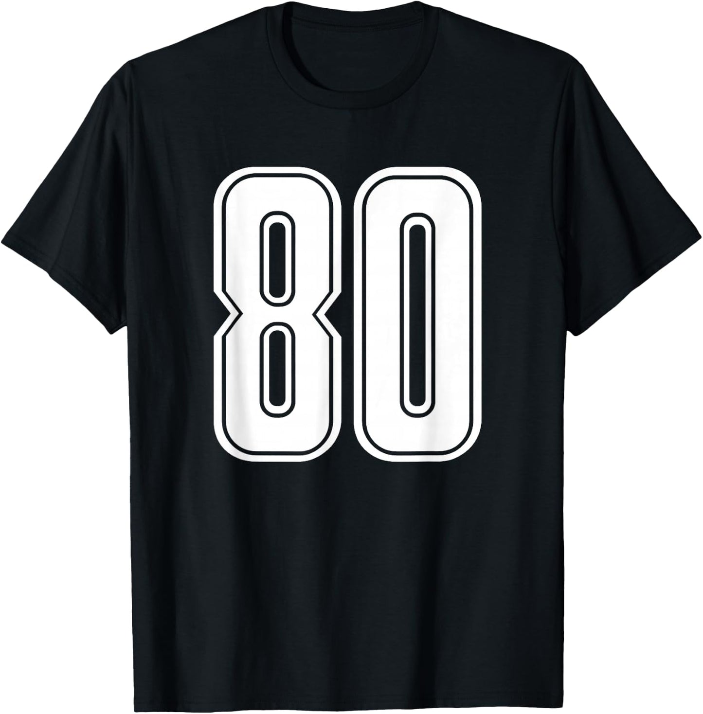 Number 80 White Sports Team Number 80 T-Shirt - T-Shirt | Black