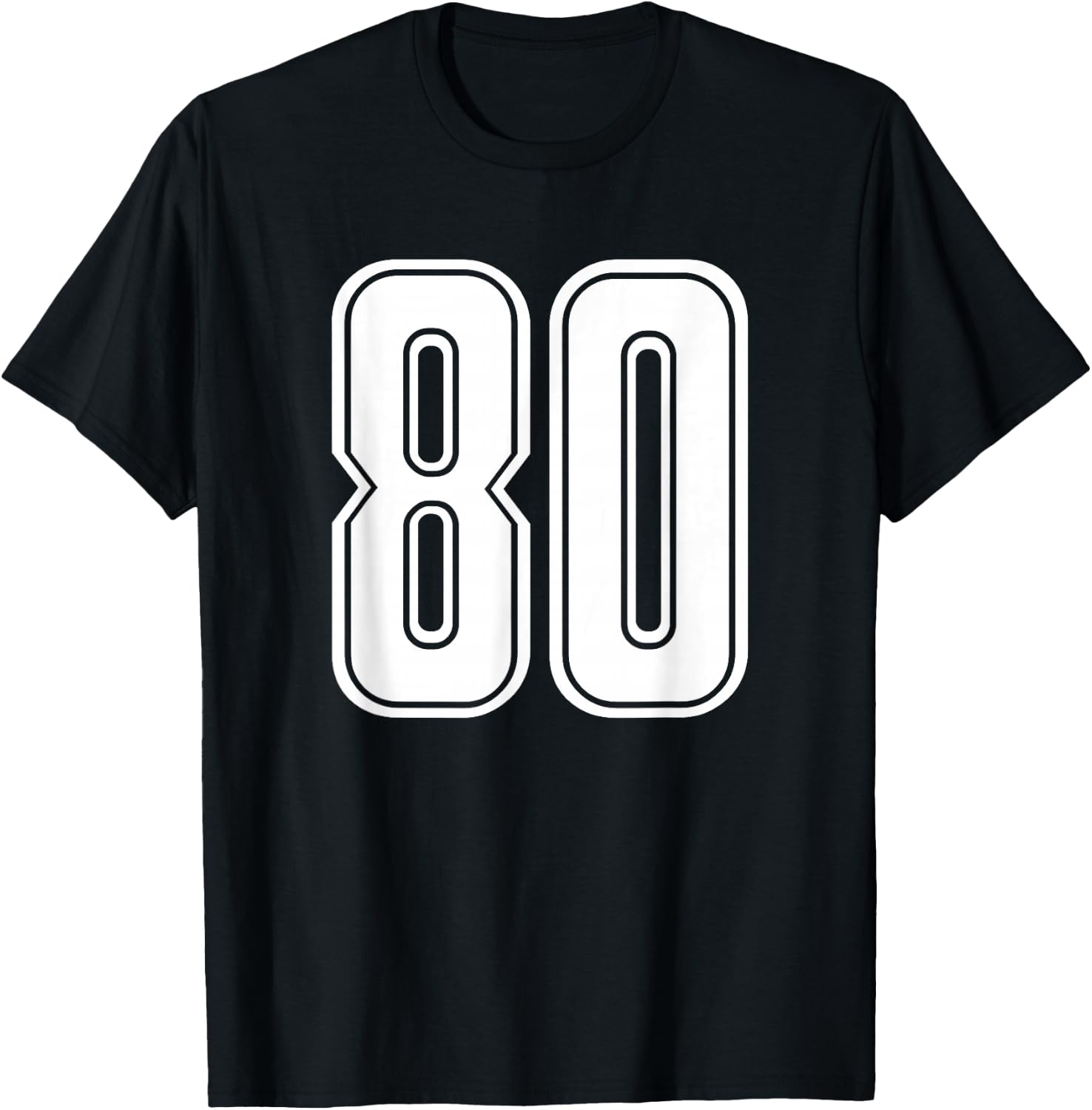 Number 80 White Sports Team Number 80 T-Shirt - T-Shirt | Black