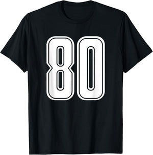 Number 80 White Sports Team Number 80 T-Shirt - T-Shirt | Black