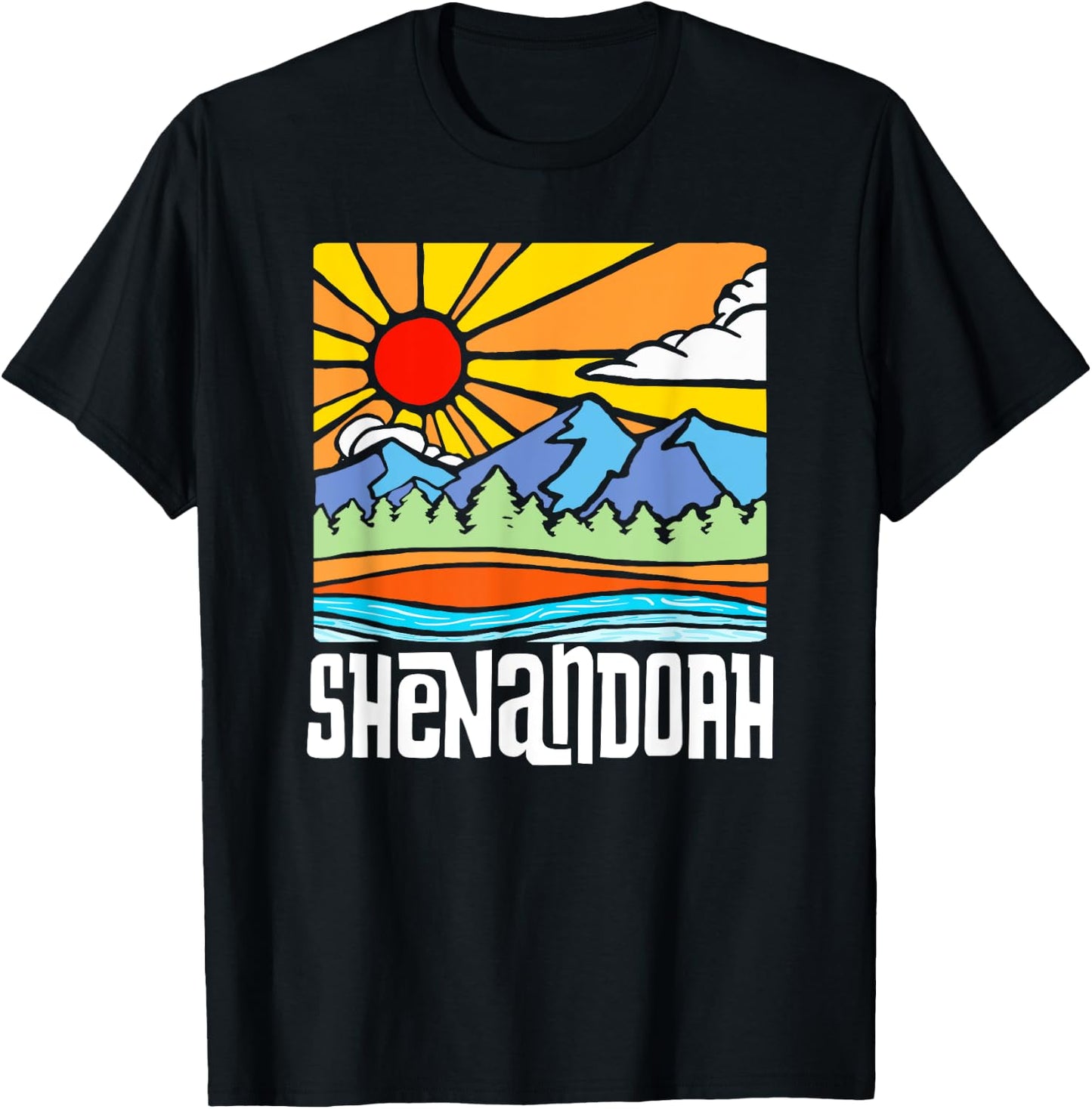 Shenandoah National Park Artistic Nature & Mountains Vintage T-Shirt - T-Shirt | Black