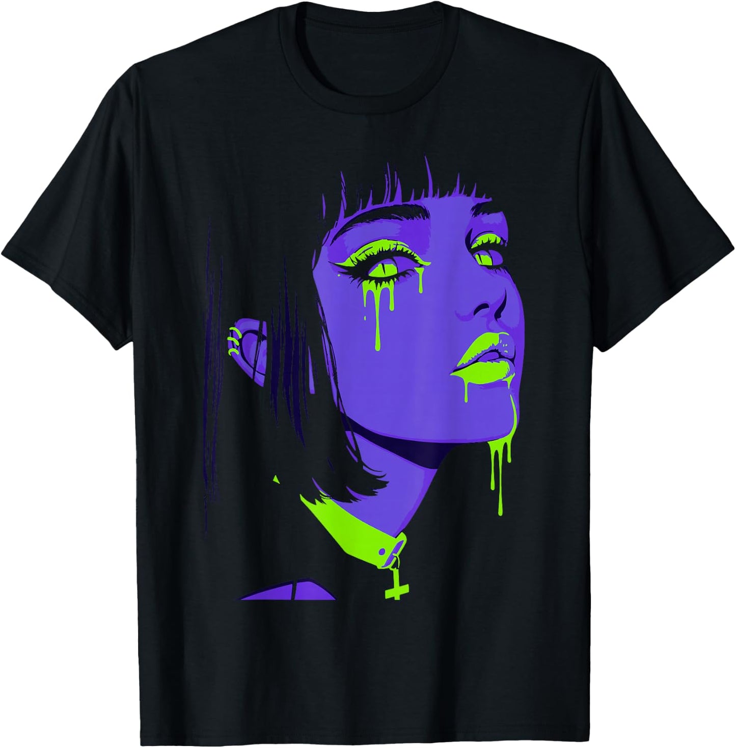 Cybergoth Cybercore Grunge Punk Goth Girl Alt Anime Manga T-Shirt - T-Shirt | Black