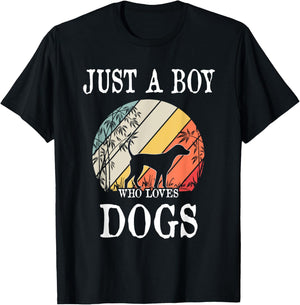 Just A Boy Who Loves Dogs T-Shirt - T-Shirt | Black
