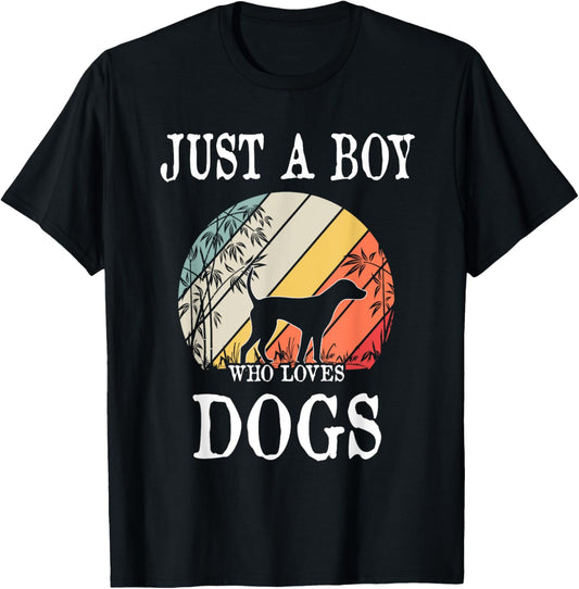 Just A Boy Who Loves Dogs T-Shirt - T-Shirt | Black
