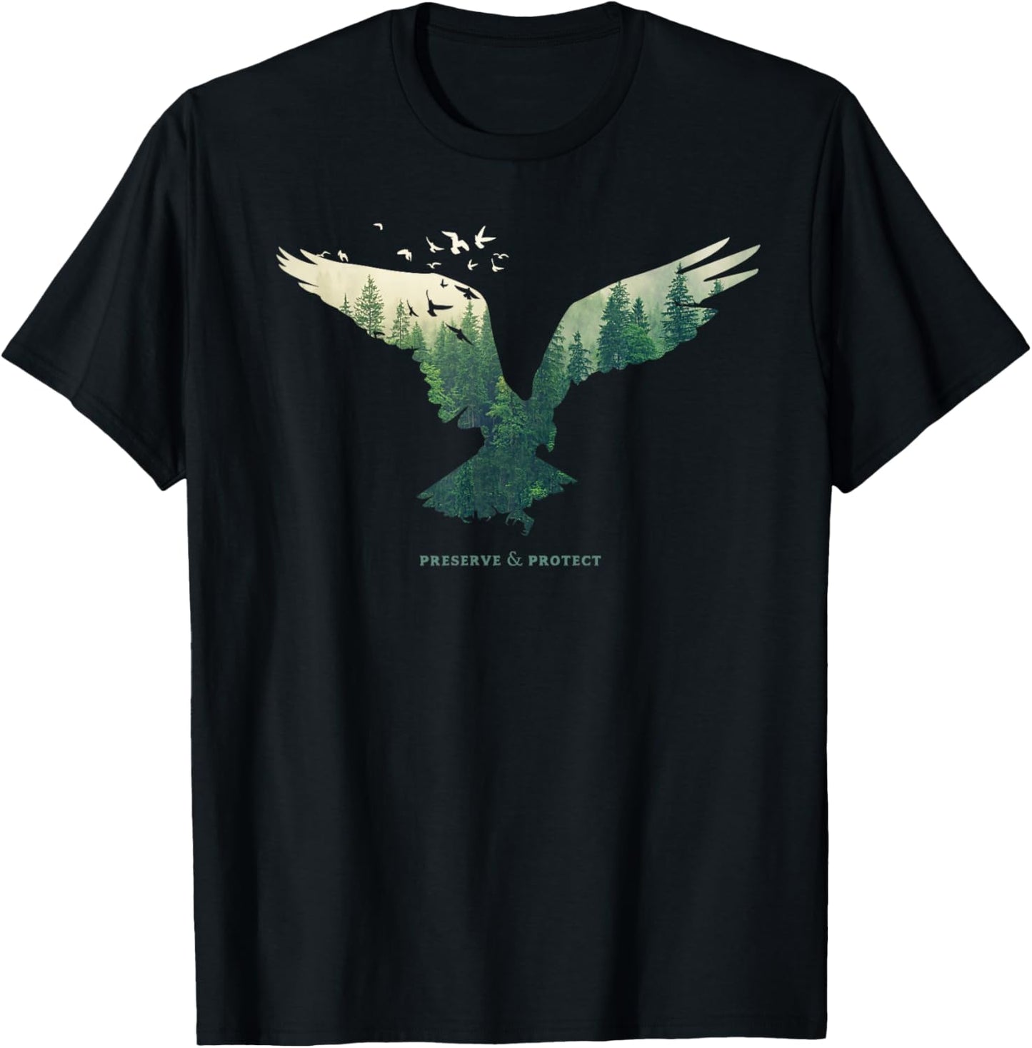 Preserve & Protect Vintage National Park Eagle Bird T-Shirt - T-Shirt | Black