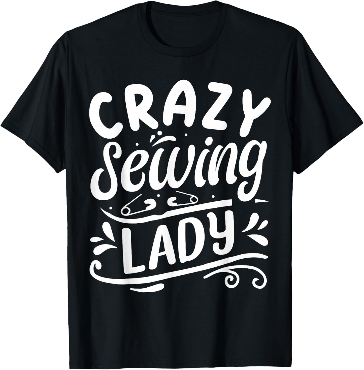 Crazy Sewing Lady T-Shirt - T-Shirt | Black