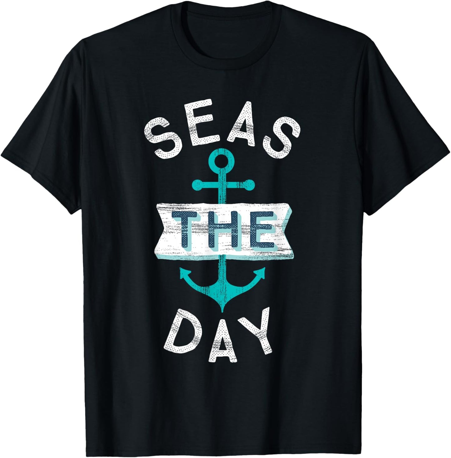 Funny Cruise Shirt Saying Seas Day Teal Nautical Anchor Gift T-Shirt - T-Shirt | Black