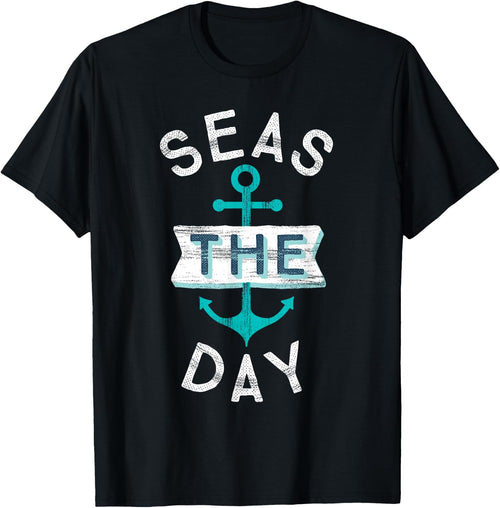 Funny Cruise Shirt Saying Seas Day Teal Nautical Anchor Gift