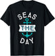 Funny Cruise Shirt Saying Seas Day Teal Nautical Anchor Gift T-Shirt - T-Shirt | Black