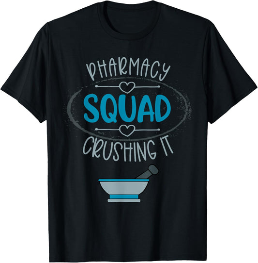 Pharmacy Squad Pharmacy Mortar And Pestle Tech Crushing It T-Shirt - T-Shirt | Black
