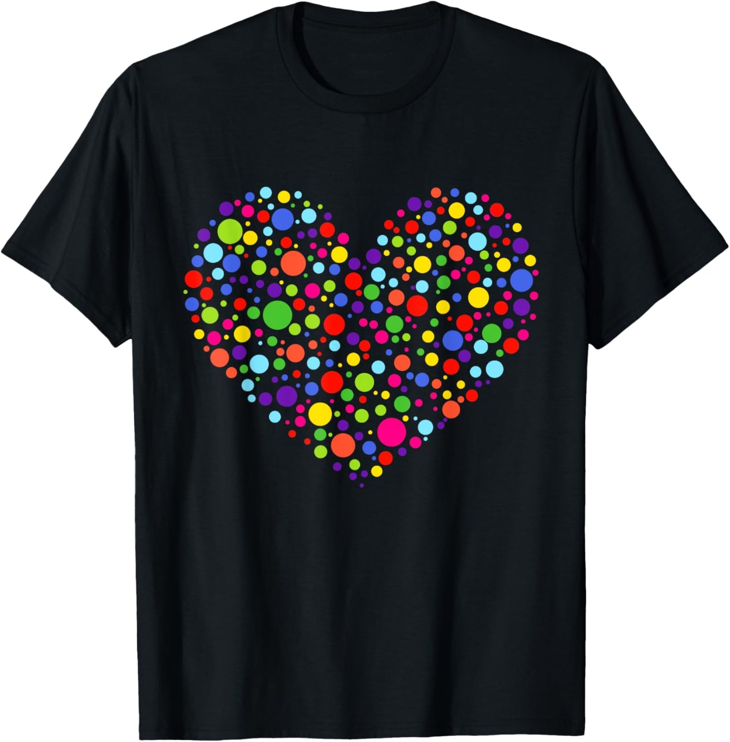 Happy Dot Day Heart Colorful Polka Dot Women Teen Girl Kids T-Shirt - T-Shirt | Black