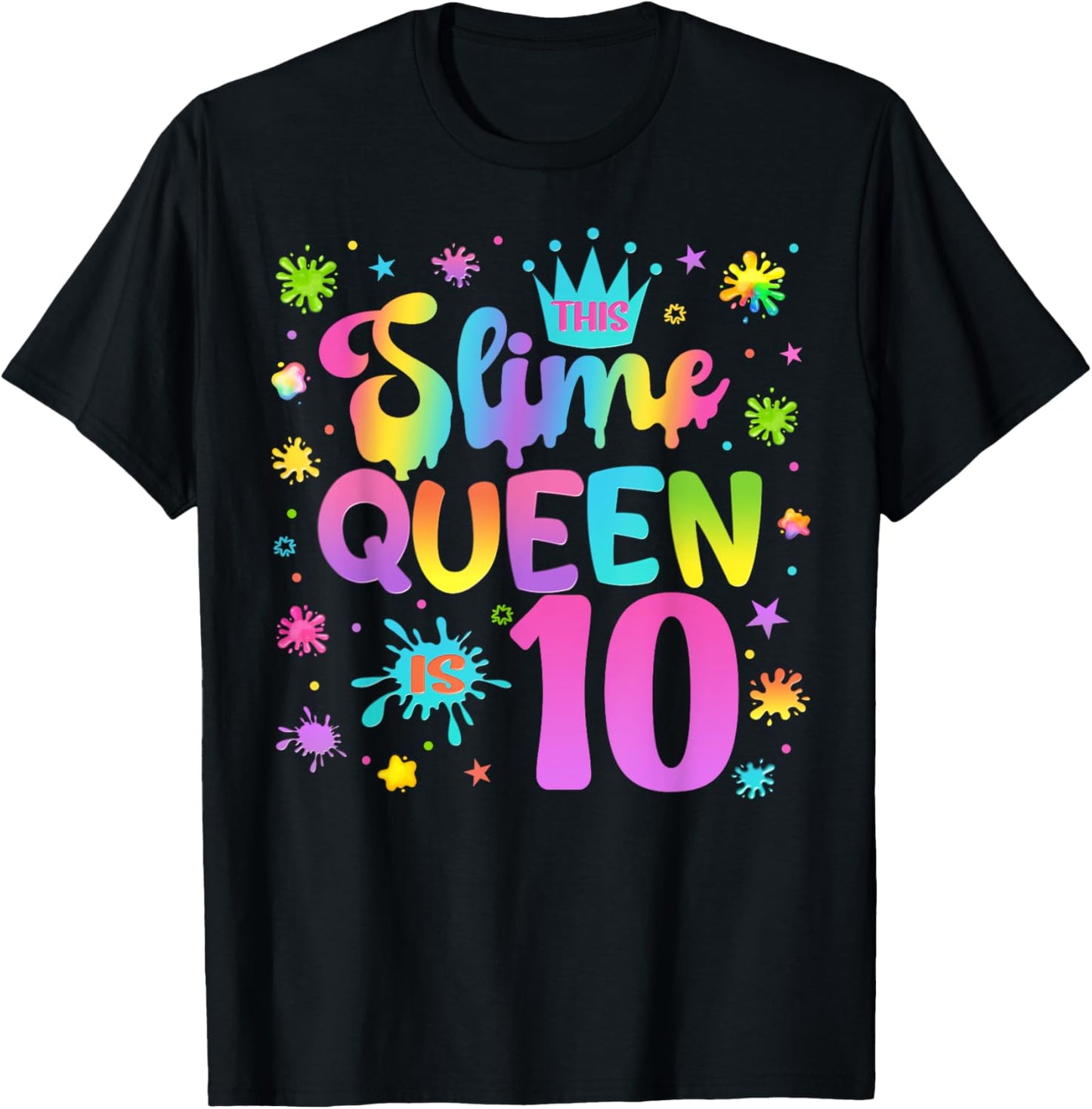 Slime Birthday Party Girl Colorful Outfit T-Shirt - T-Shirt | Black