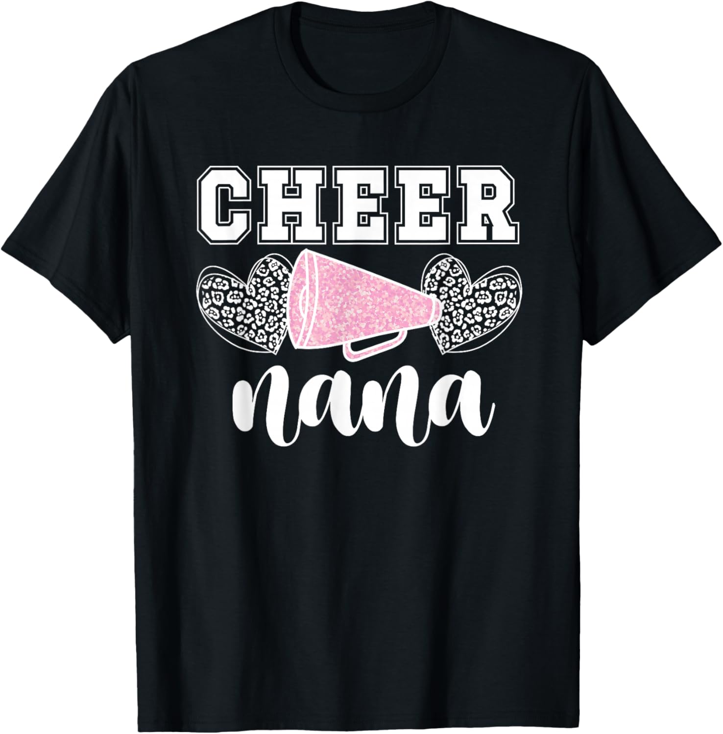 Cheer Nana Hearts Nana Grandma Of A Cheerleader Nana T-Shirt - T-Shirt | Black
