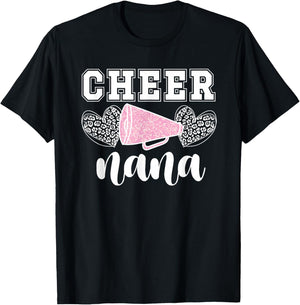 Cheer Nana Hearts Nana Grandma Of A Cheerleader Nana T-Shirt - T-Shirt | Black