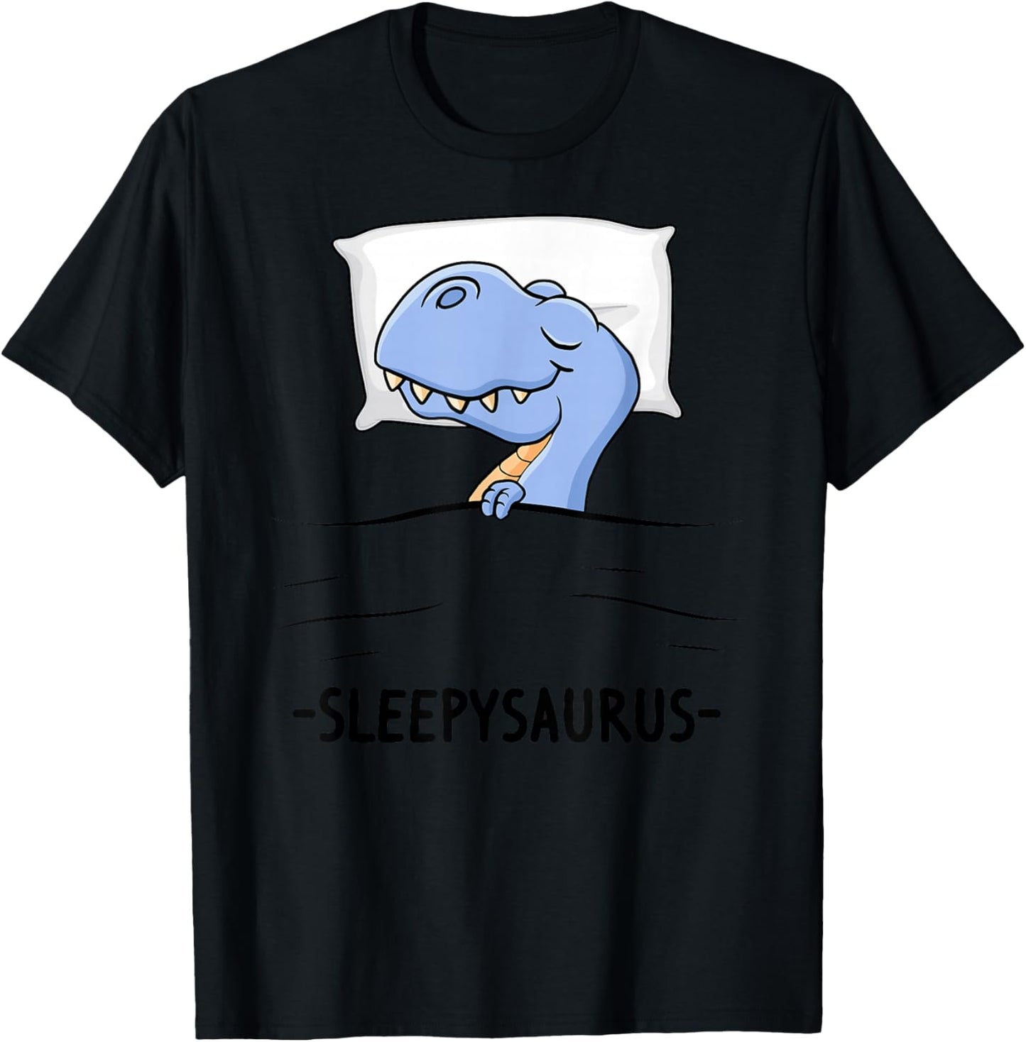 Lustig Dino Schlafoutfit schlafen Damen Pyjama Sleepysaurus Schlafshirt Schlafanzug Nachthemd Dinosaurier , Weiß, Klein, , Cartoon, Herbst, Winter T-Shirt - T-Shirt | Black