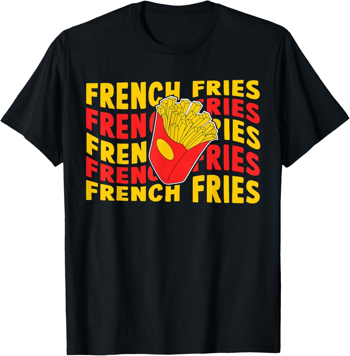 Retro Franch Fries For Kids Men Women French Fries Fryer T-Shirt - T-Shirt | Black