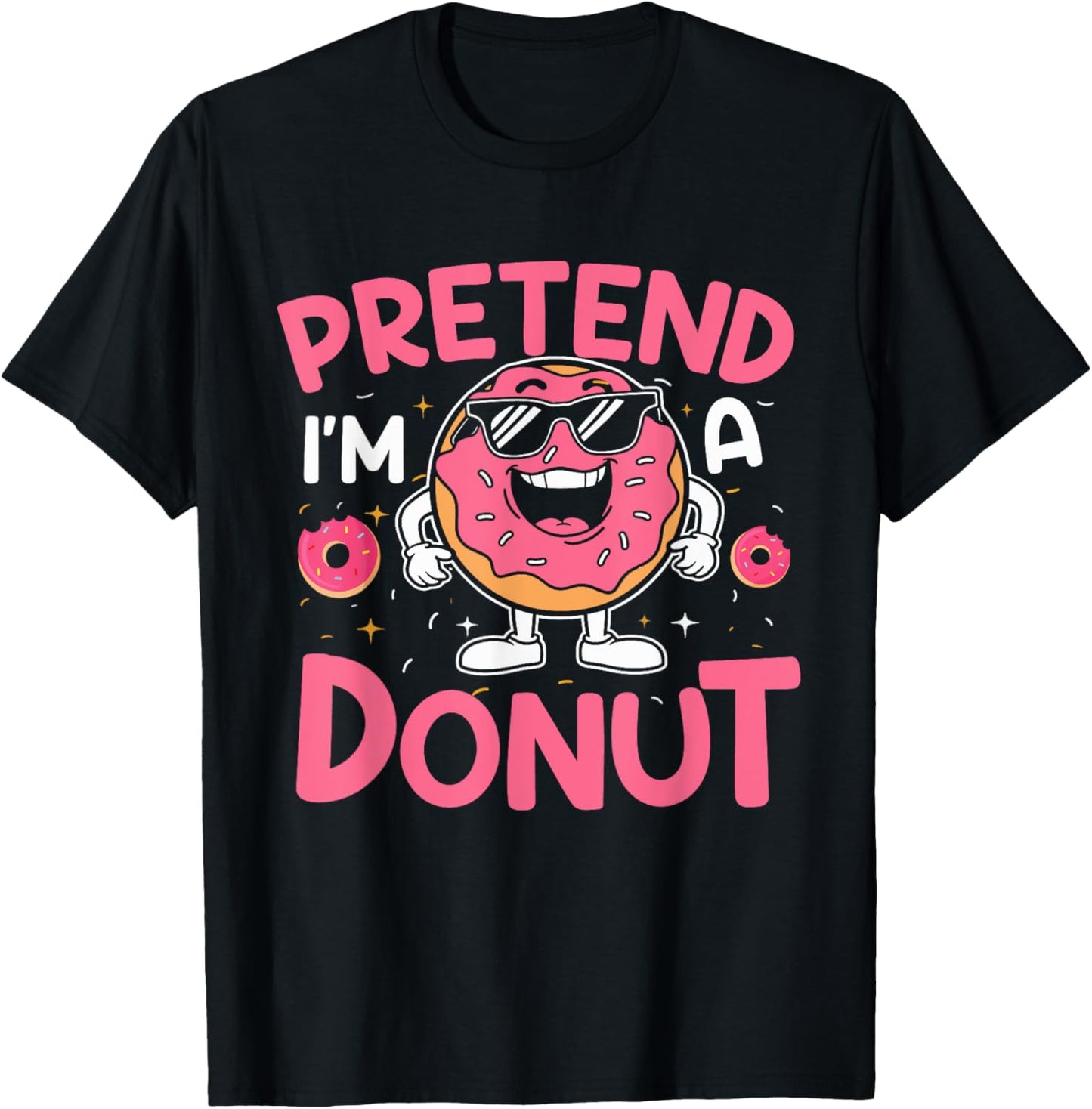 Pretend I'm A Donut Funny Lazy Halloween Matching Costume T-Shirt - T-Shirt | Black