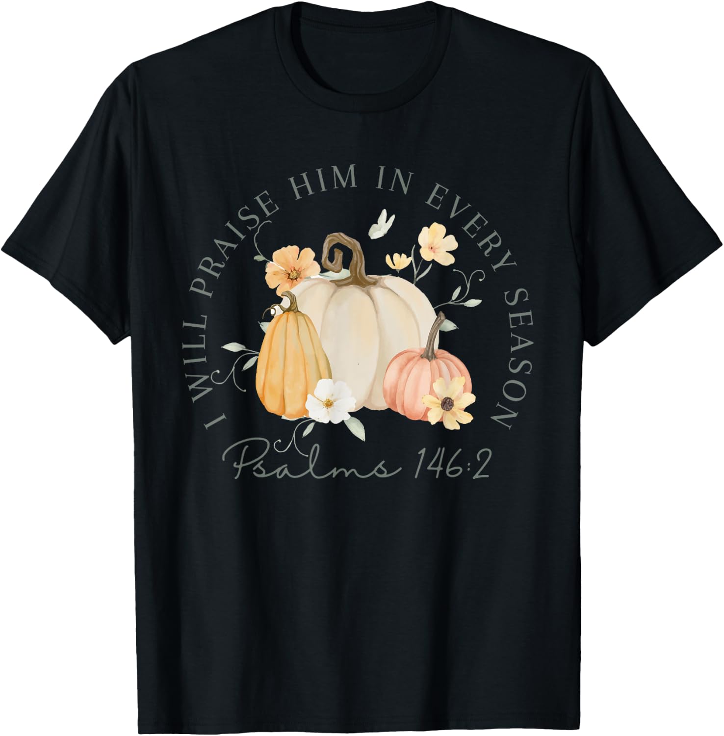 Fall Thanksgiving Pumpkin I Will Praise Him In Every Season T-Shirt - T-Shirt | Black