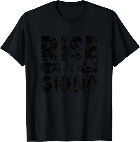 Gym Kiss Men's Grey Classic Fit Rise N Grind Workout , Small T-Shirt - T-Shirt | Black